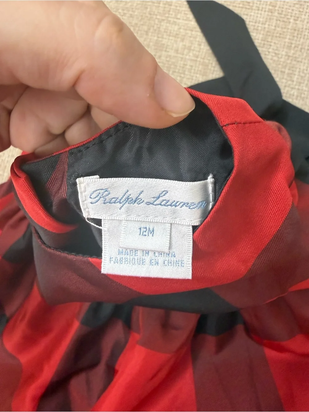 Ralph Lauren Baby Girls Red Black Plaid Dress Bloomers Holiday Set 12M EUC